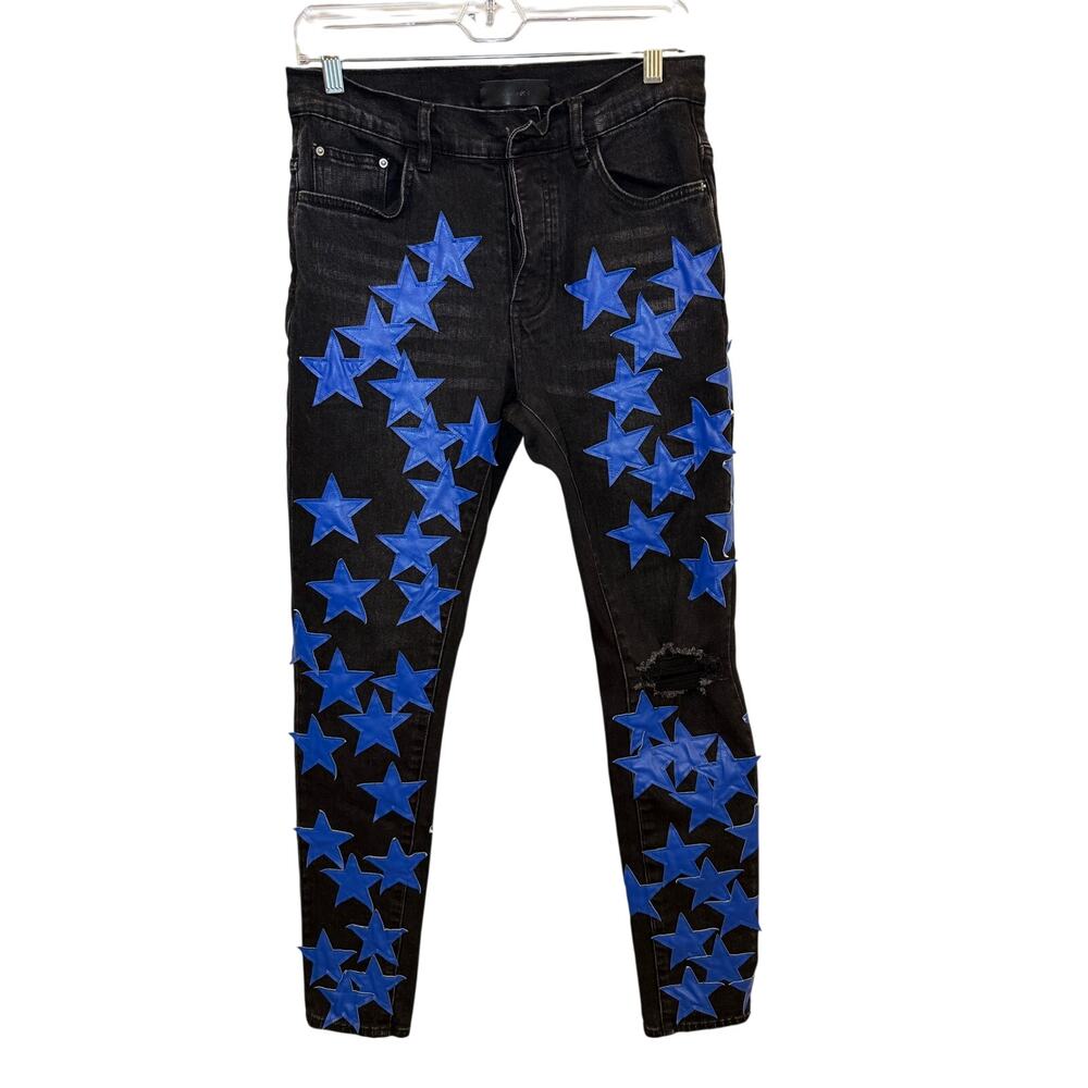Patchwork Distressed Jeans 28" Inseam